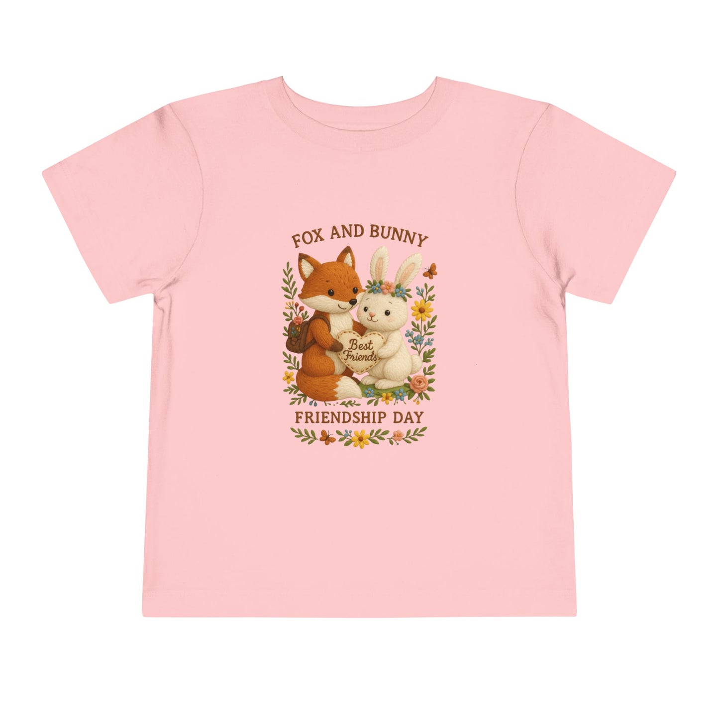 Fox and Bunny Friendship Day Toddler Tee, Kids Birthday Gift, Children's Day Outfit, Friendship Day Top, Animal Lover Shirt