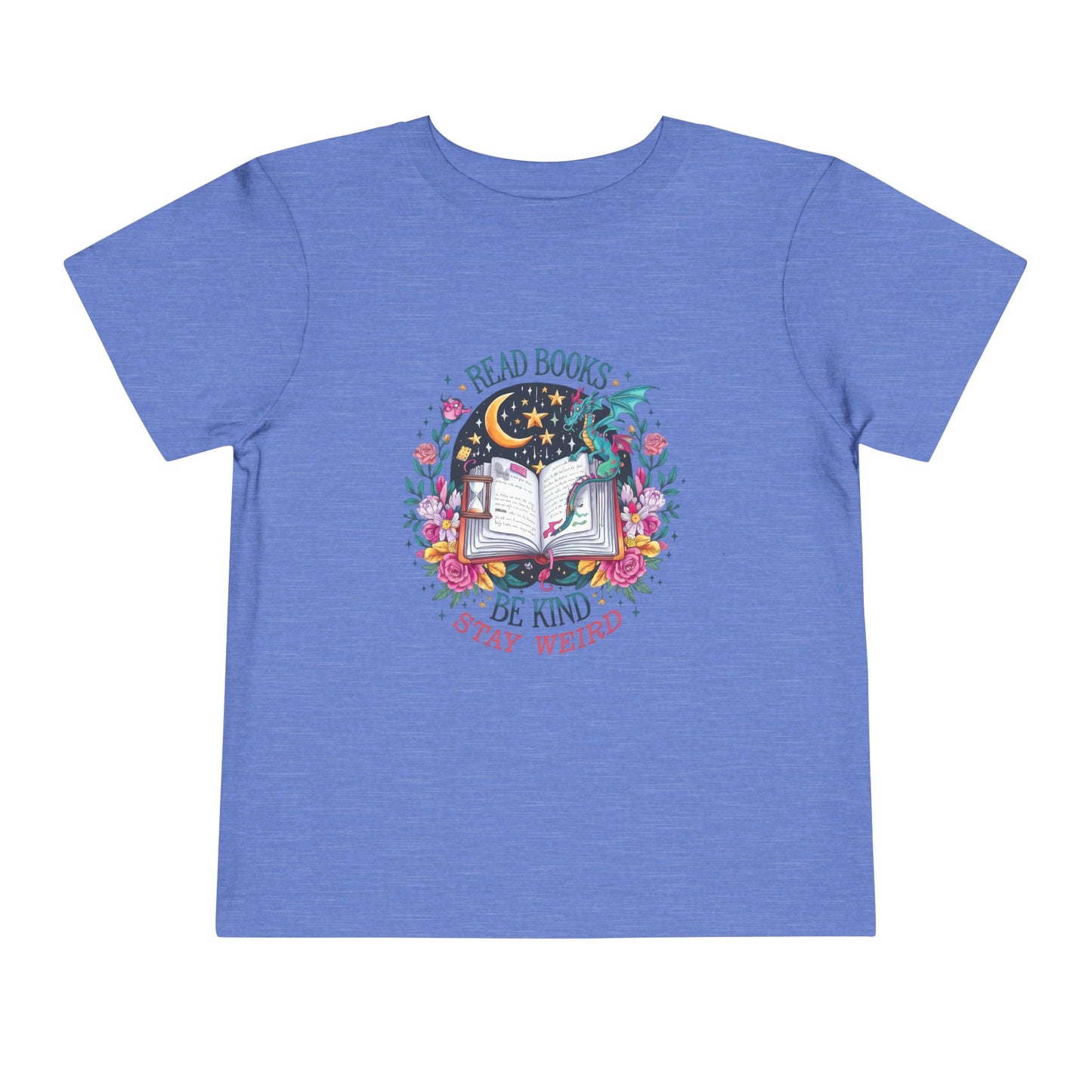 Charming Storybook Toddler T-Shirt "Read Books, Be Kind, Stay Weird"| Cute Kids Tee, Fantasy Gifts, Reading Themed Shirt, Toddler Outfit, Fun Apparel
