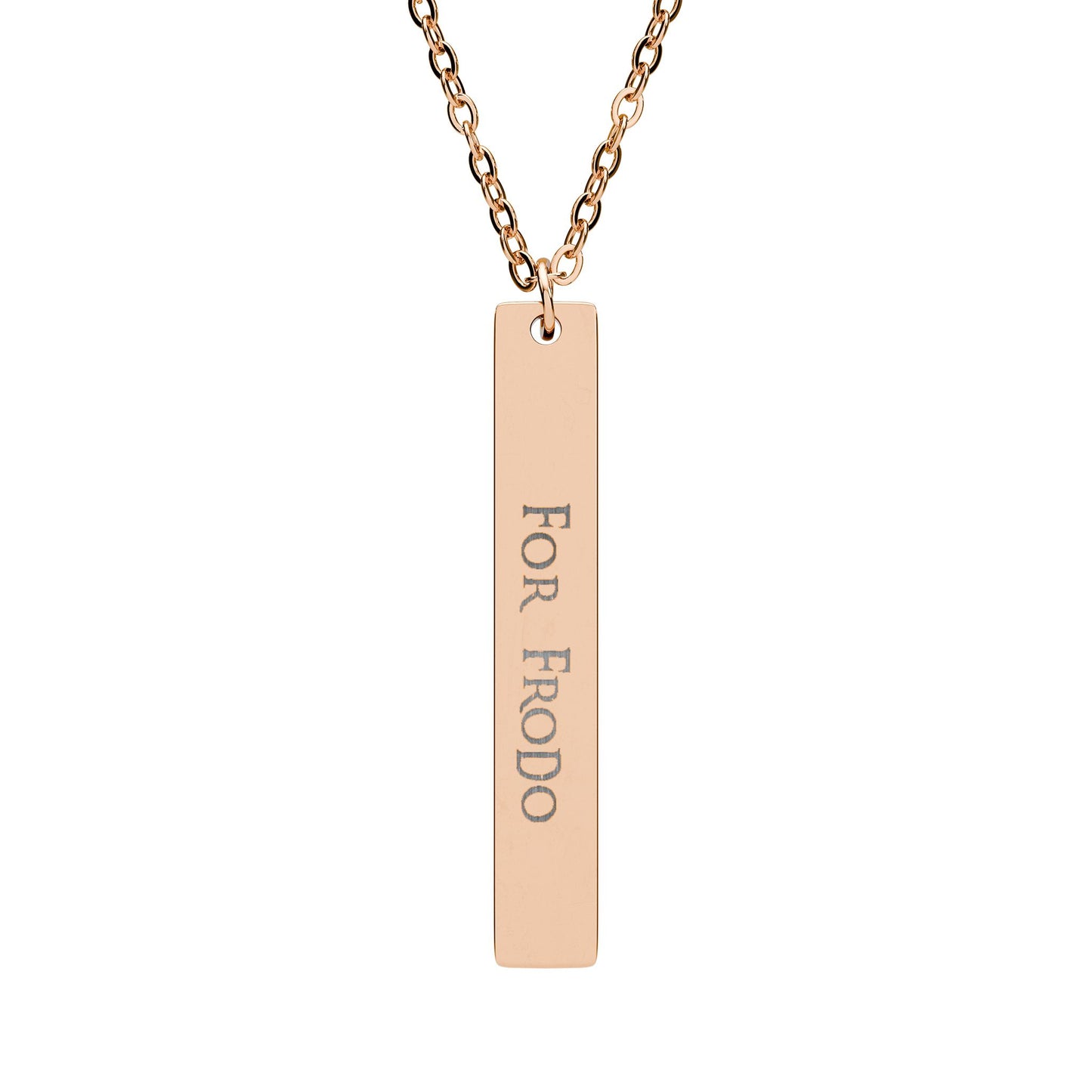 Frodo-Inspired Vertical Bar Necklace — Engraved "For Frodo" Jewelry for Tolkien Fans