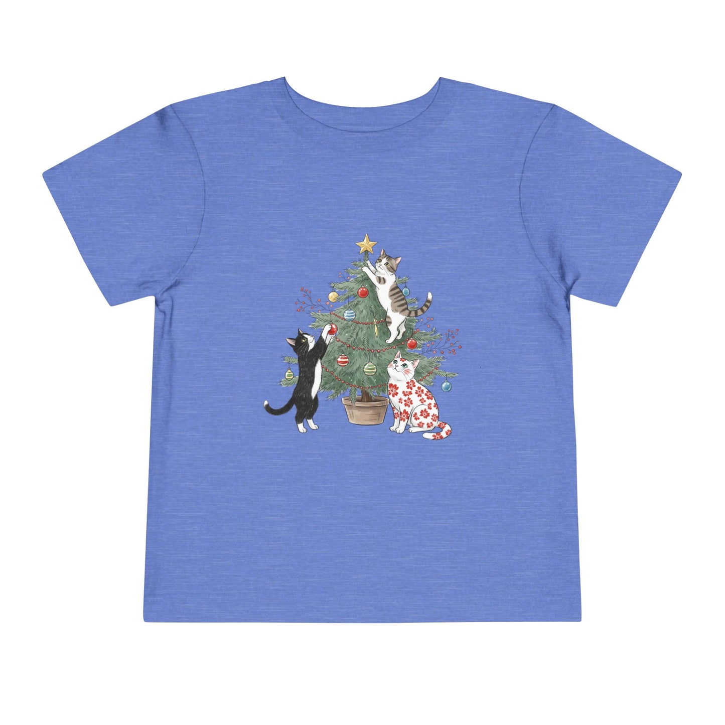 Cat Christmas Tree Tee for Toddlers, Christmas Shirt, Holiday Outfit, Cat Lover Gift, Cute Kids Tee