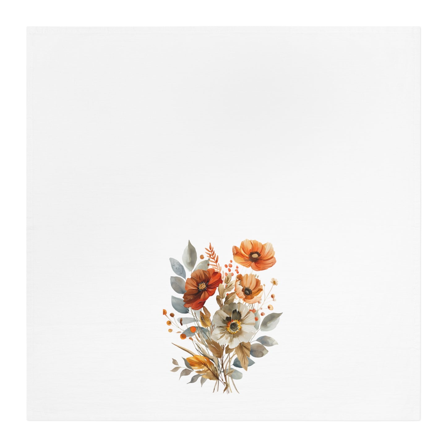 Watercolor Fall Flowers Tea Towel - Rustic Kitchen Decor & Hostess Gift