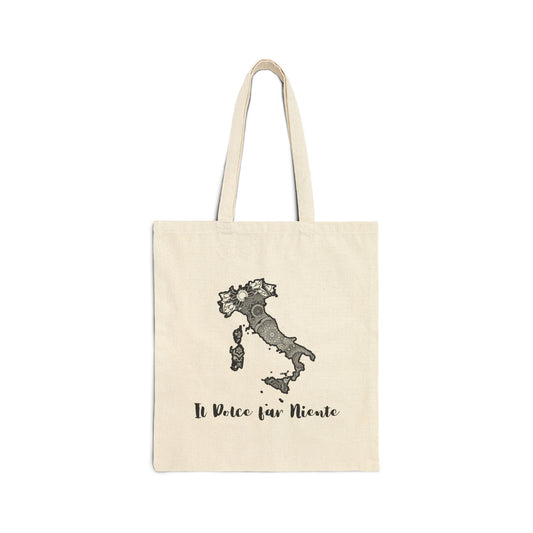 Il Dolce Far Niente Cotton Canvas Tote Bag - Italian Design