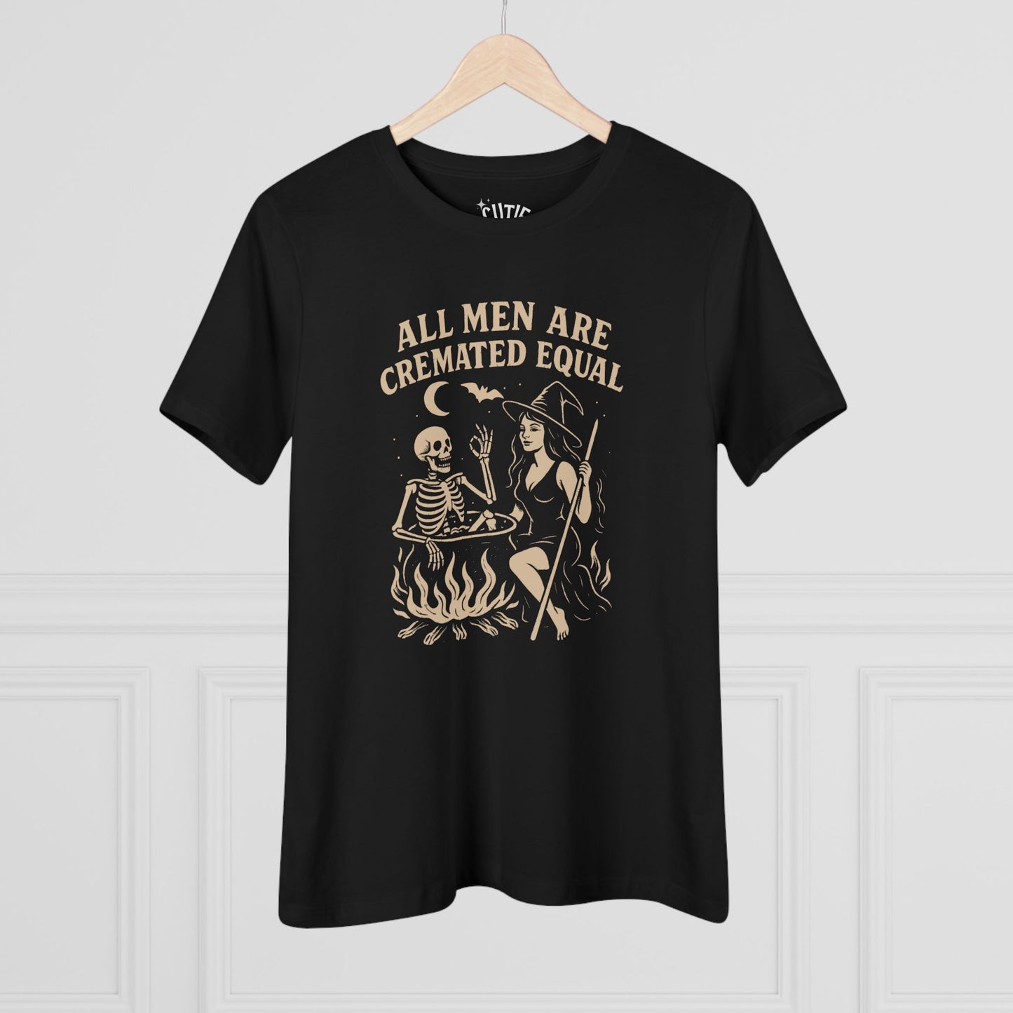 All Men Are Cremated Equal Women's Graphic Tee, Halloween Shirt, Witchy Apparel, Cute Tee for Spooky Season, Gift for Her