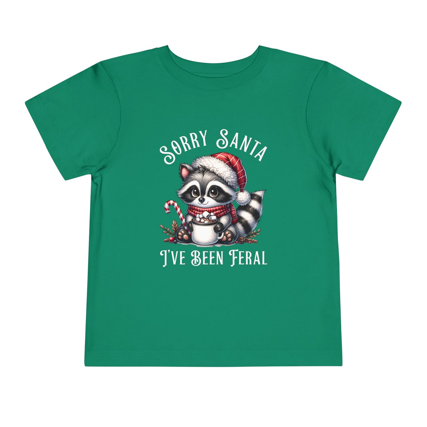 Sorry Santa, I've Been Feral Raccoon Toddler T-Shirt, Cute Christmas Tee, Holiday Gift for Kids, Funny Toddler Shirt, Xmas Outfit, Feral Raccoon Tee