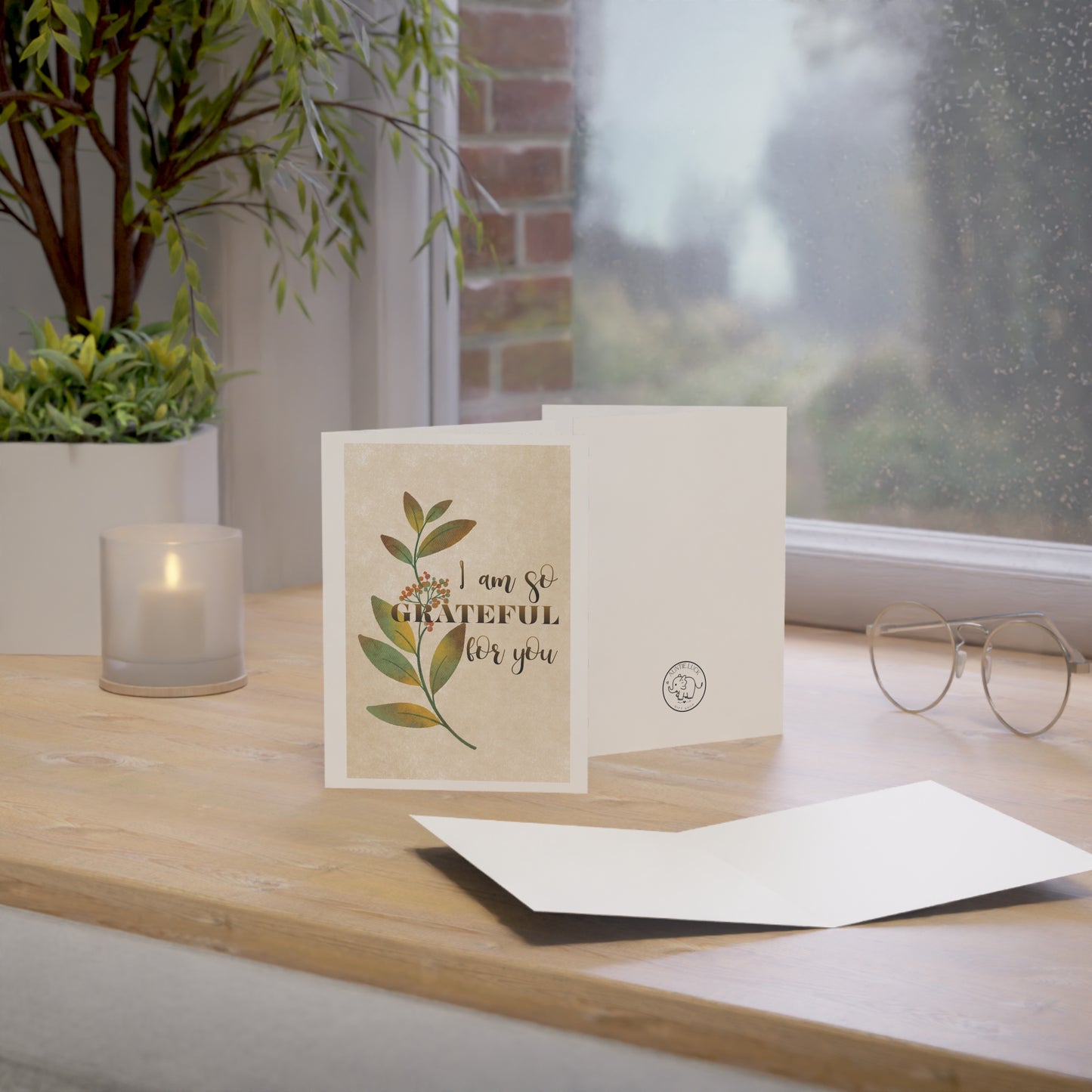 Grateful Greeting Card — Botanical Floral Note Cards (1/10/30/50 pcs)