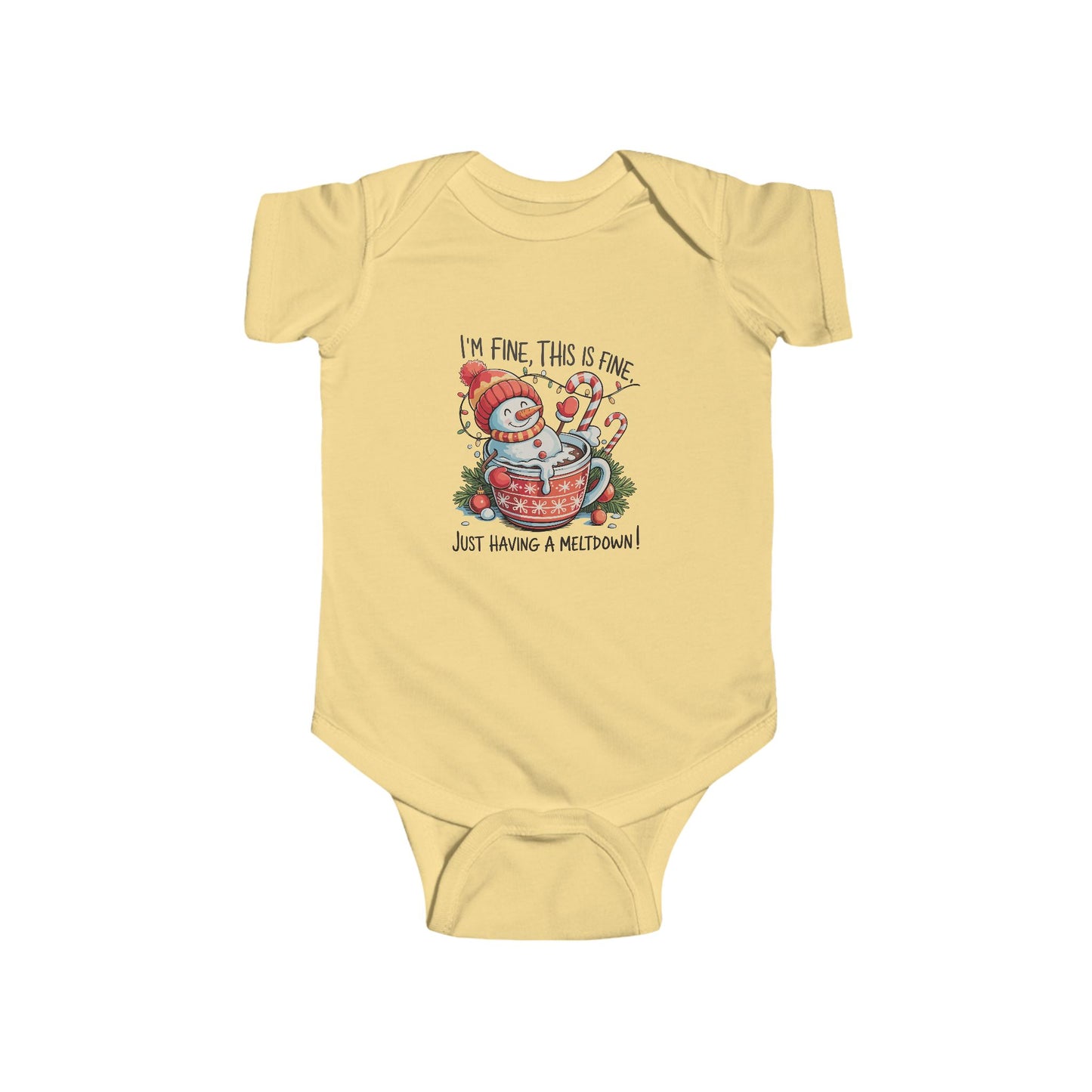 Holiday Meltdown Adorable Infant Christmas Snowman Onesie, Cute Holiday Baby Outfit