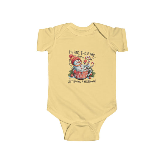 Holiday Meltdown Adorable Infant Christmas Snowman Onesie, Cute Holiday Baby Outfit