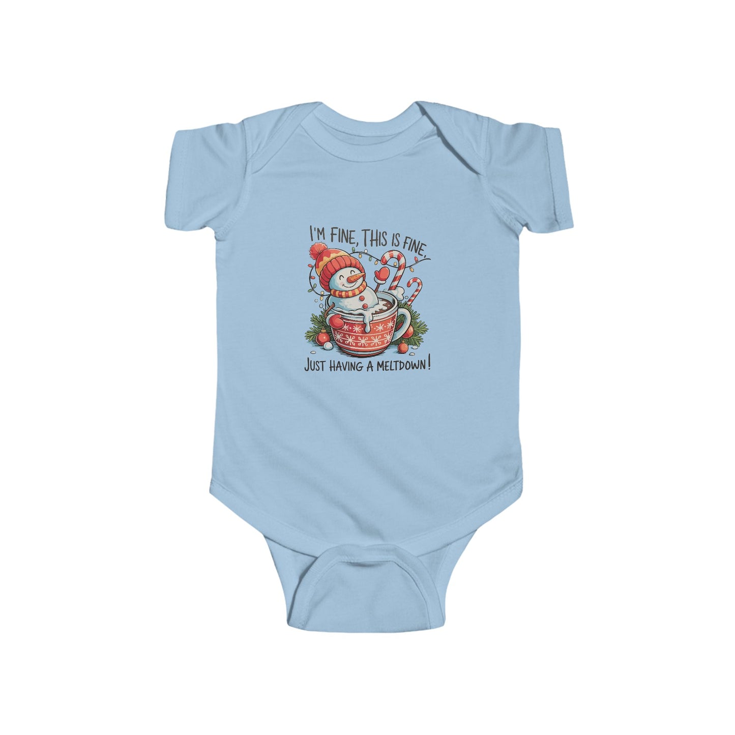 Holiday Meltdown Adorable Infant Christmas Snowman Onesie, Cute Holiday Baby Outfit