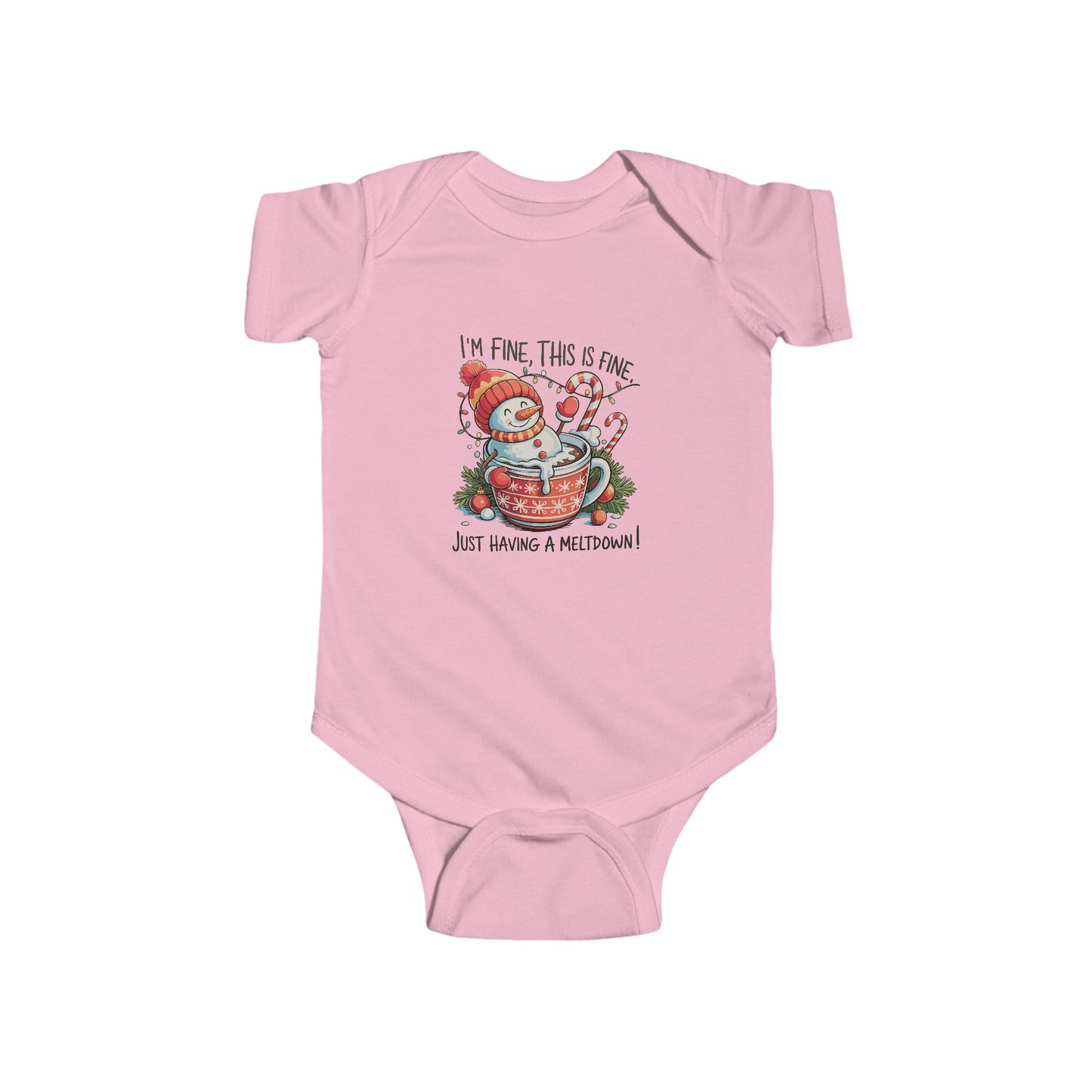 Holiday Meltdown Adorable Infant Christmas Snowman Onesie, Cute Holiday Baby Outfit