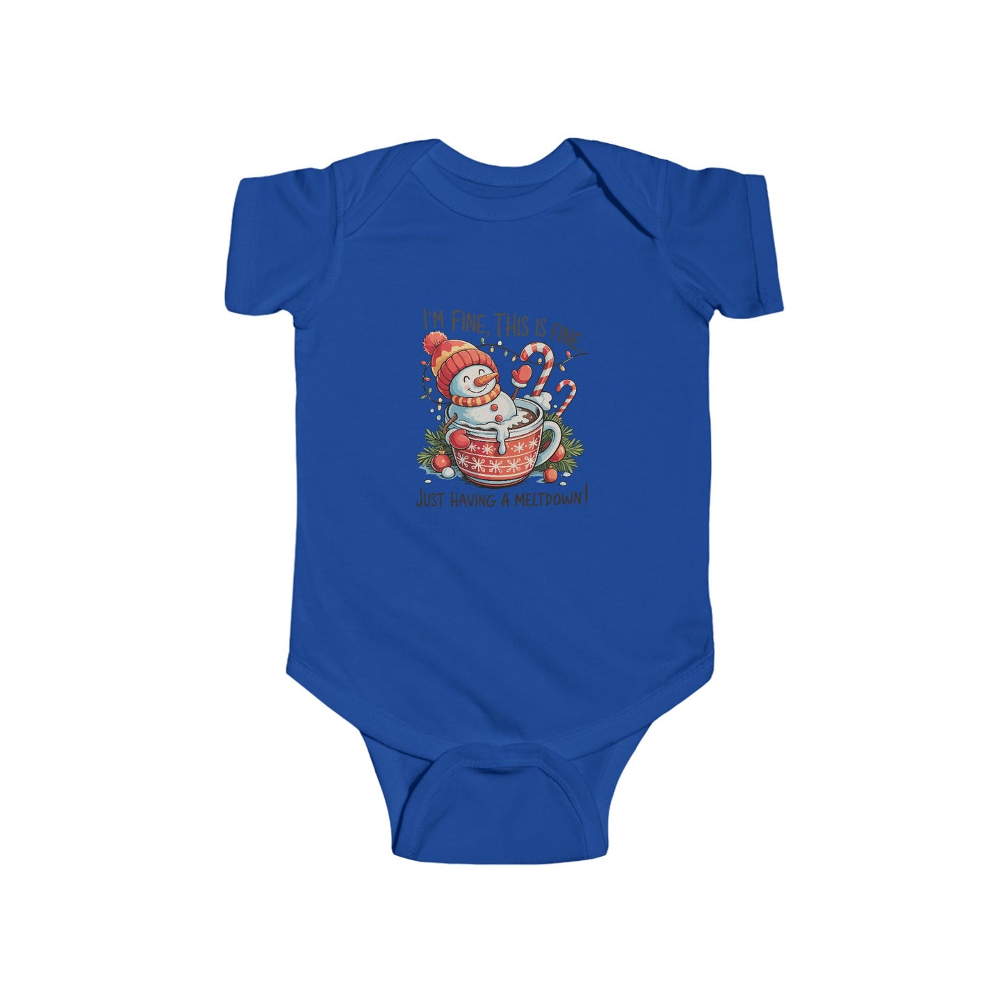 Holiday Meltdown Adorable Infant Christmas Snowman Onesie, Cute Holiday Baby Outfit