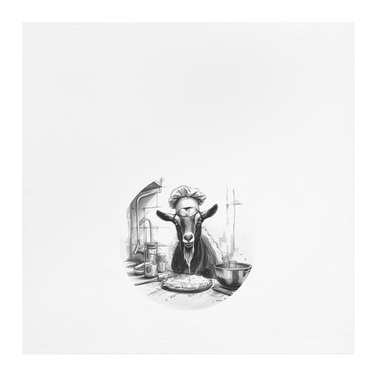 Whimsical Goat Baker Chef Tea Towel, Fun Kitchen Decor, Perfect Gift for Home Cooks, Unique Kitchen Accessories