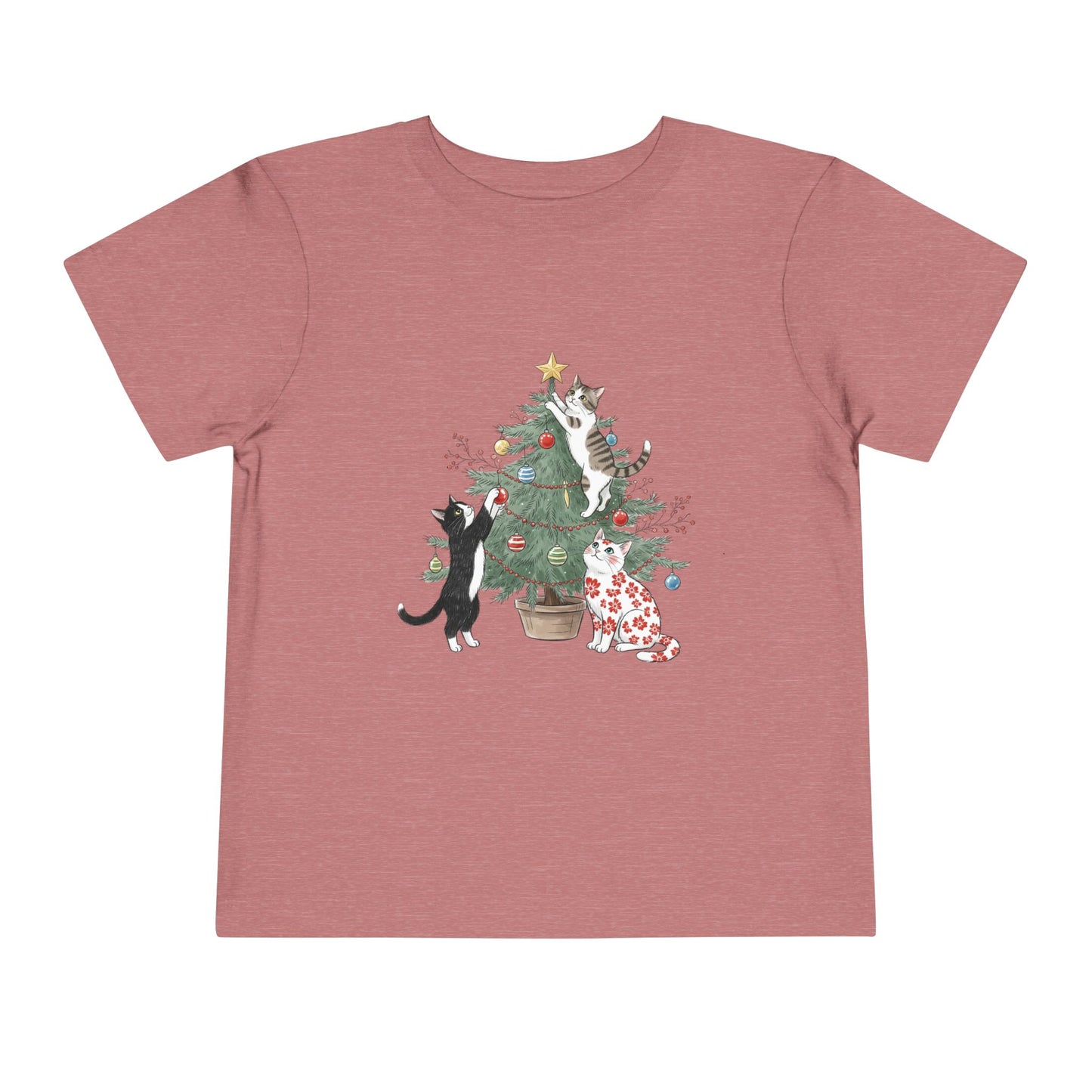 Cat Christmas Tree Tee for Toddlers, Christmas Shirt, Holiday Outfit, Cat Lover Gift, Cute Kids Tee