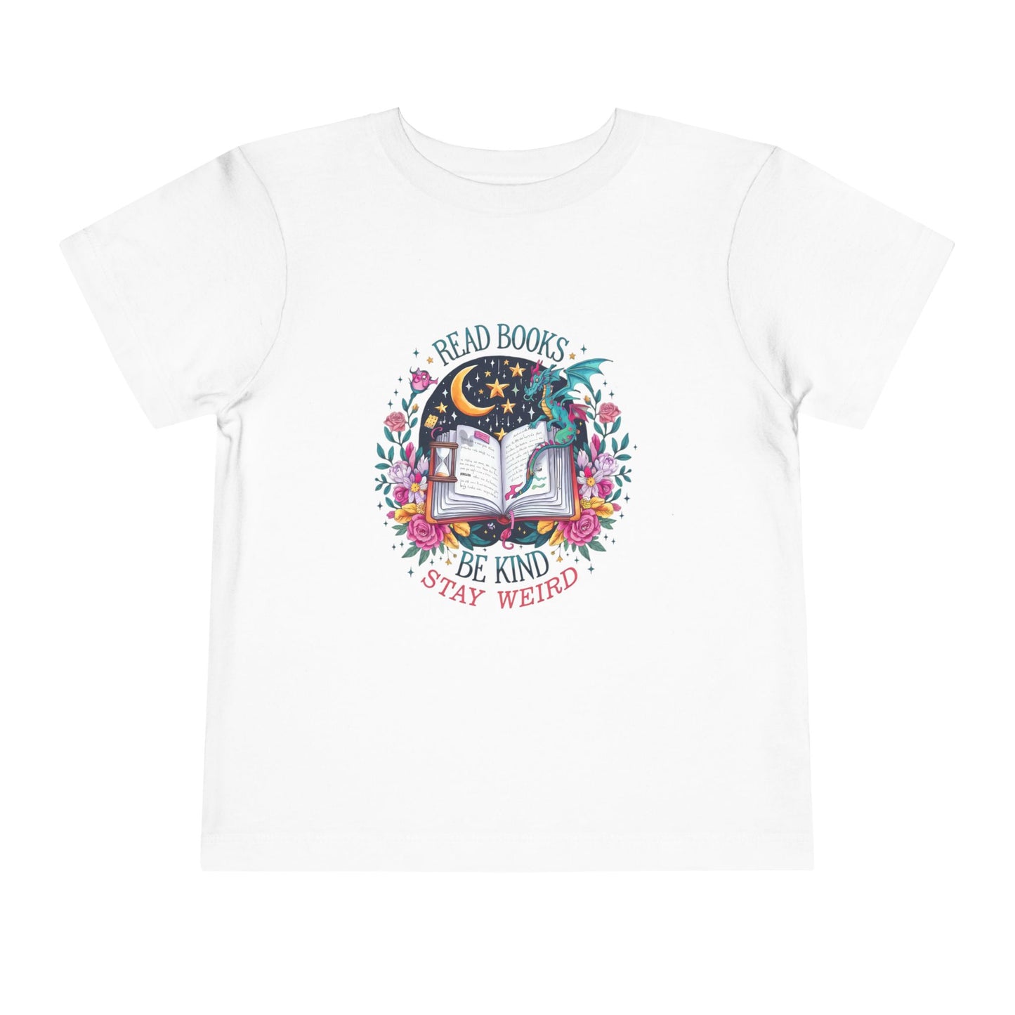 Charming Storybook Toddler T-Shirt "Read Books, Be Kind, Stay Weird"| Cute Kids Tee, Fantasy Gifts, Reading Themed Shirt, Toddler Outfit, Fun Apparel