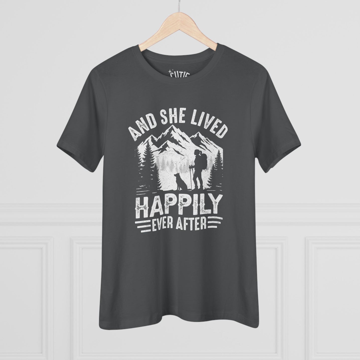 Adventure-Inspired Women's Cotton Tee - Perfect Gift for Hikers, Campers, and Outdoor Lovers, 'And She Lived Happily Ever After', [...]