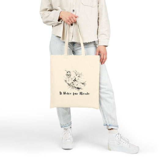 Il Dolce Far Niente Vintage Italian Gondola Chic Cotton Canvas Tote Bag - Eco-Friendly Shopping Bag