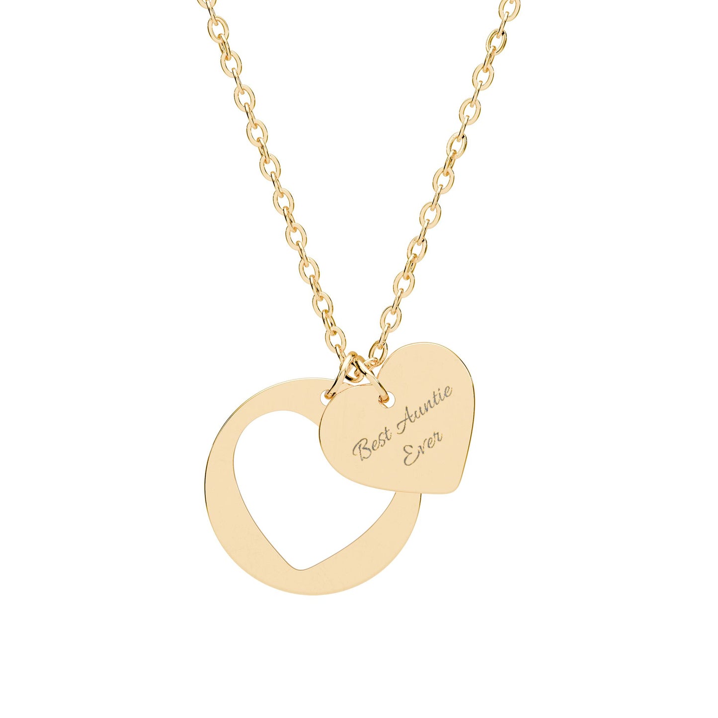 Engraved Heart Cutout Necklace — "Best Auntie Ever" Birth Announcement & Baby Shower Gift