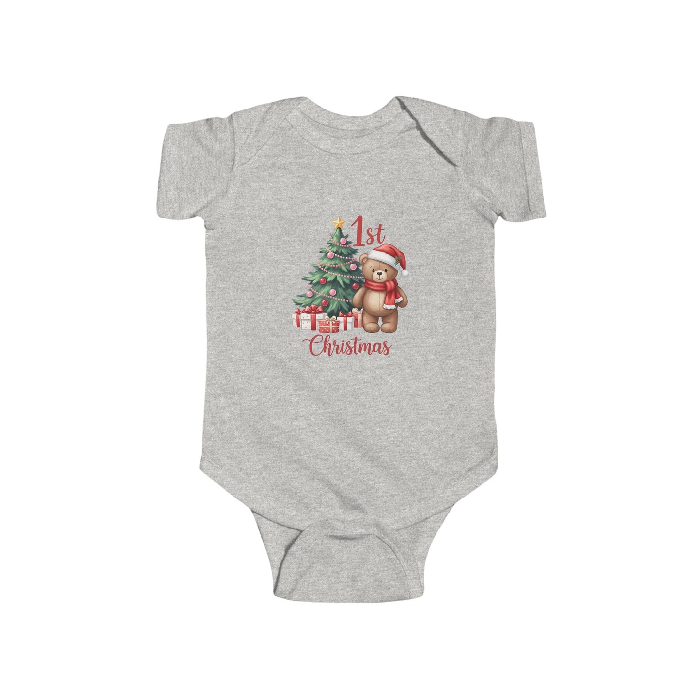 First Christmas Baby Bodysuit, Cute Infant Outfit, Holiday Gift, Baby Shower Gift, Santa Bear Design