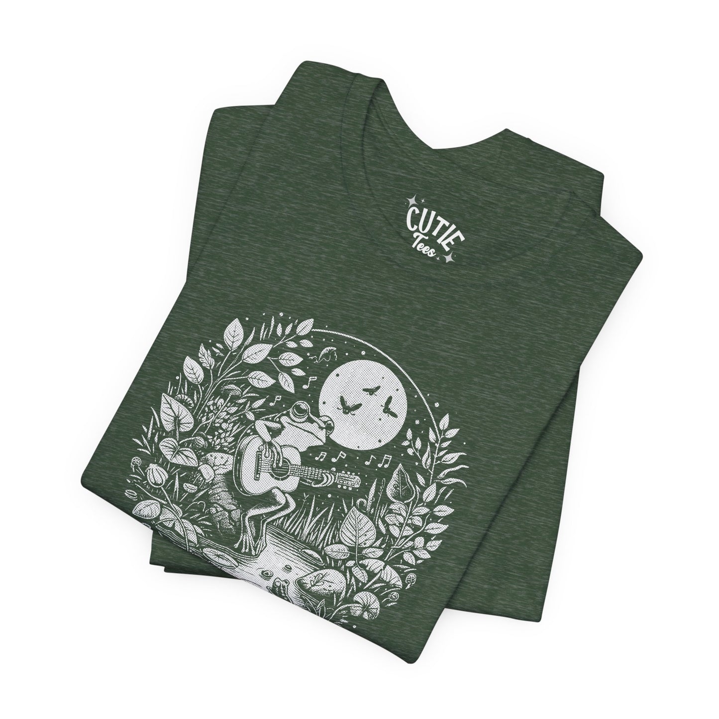 Frog with Guitar Nature Graphic Tee, Unisex Outdoor Shirt, Casual Wear, Gift for Nature Lovers, Music Theme Apparel, Bohemian Style Clothing