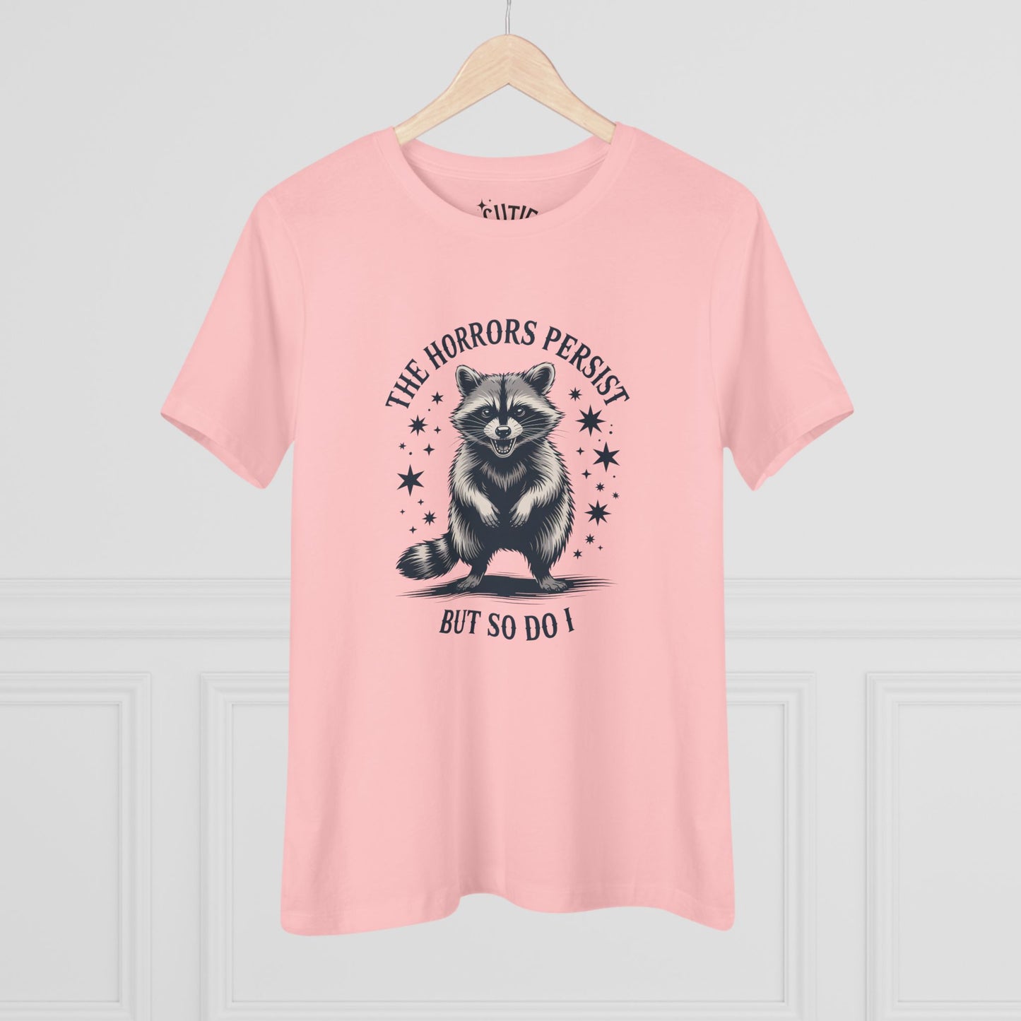 The Horrors Persist Women's Cotton Tee, Funny Raccoon Shirt, Gift for Nature Lovers, Cute Animal T-Shirt, Casual Wear, Wildlife [...]