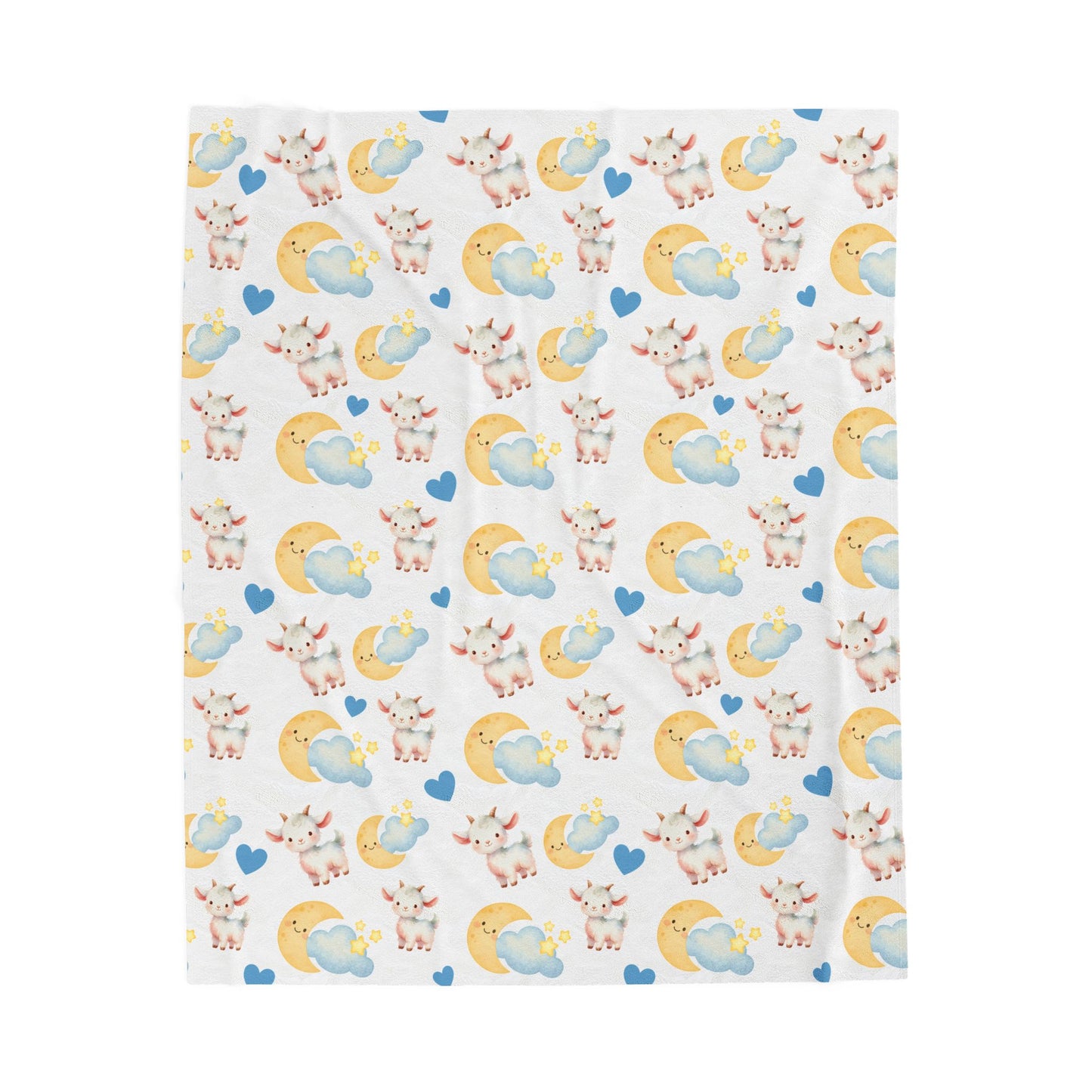 Baby Goat Moon & Stars Velveteen Plush Blanket
