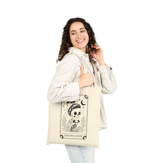 Dog Mom Tarot Card - Skeleton Design Canvas Tote Bag