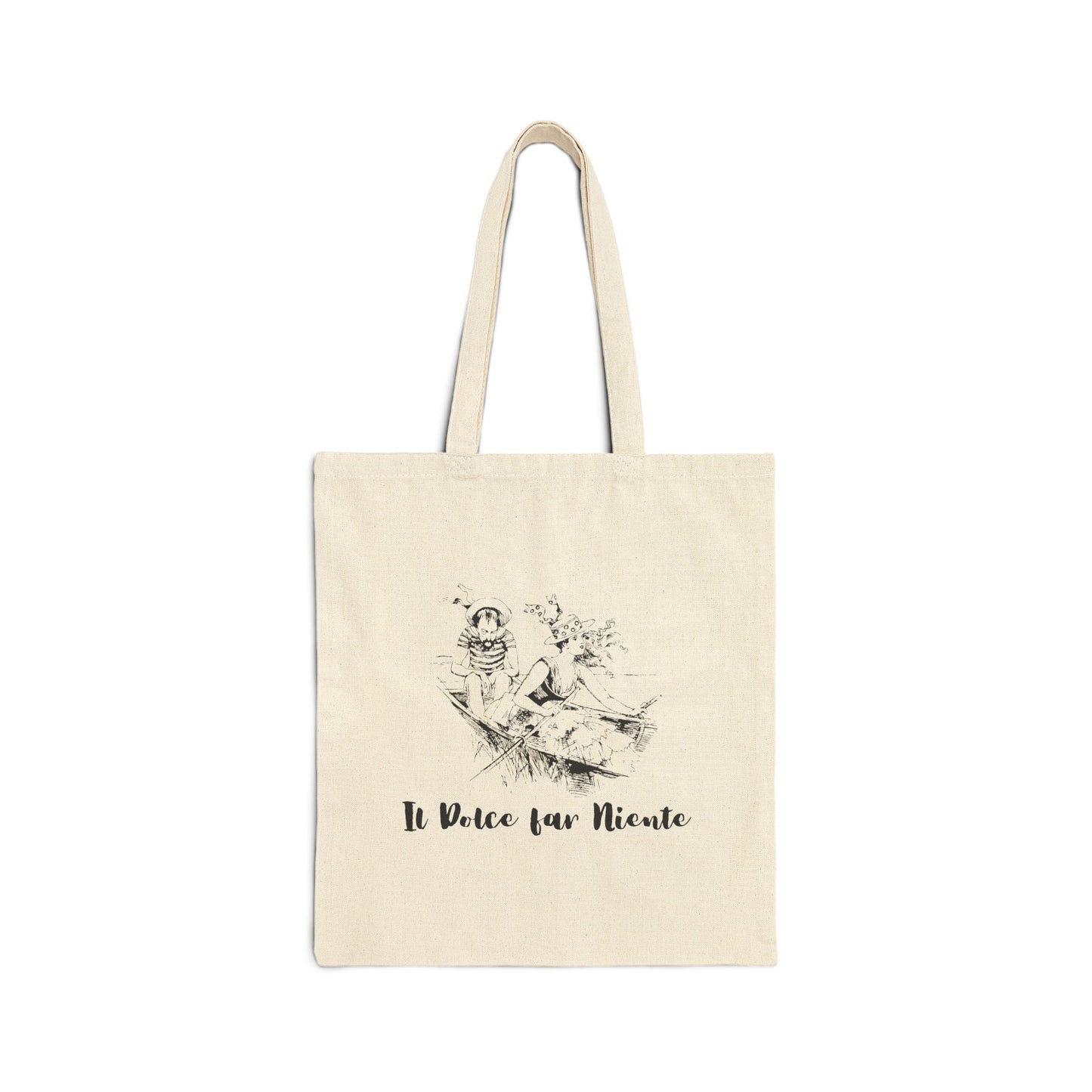 Il Dolce Far Niente Vintage Italian Gondola Chic Cotton Canvas Tote Bag - Eco-Friendly Shopping Bag