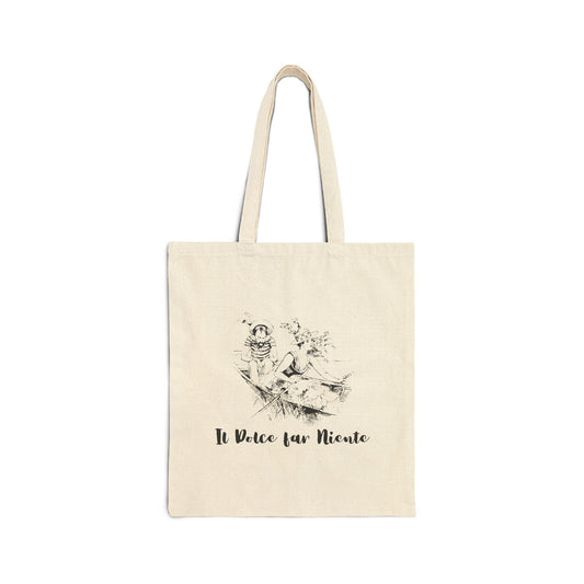 Il Dolce Far Niente Vintage Italian Gondola Chic Cotton Canvas Tote Bag - Eco-Friendly Shopping Bag