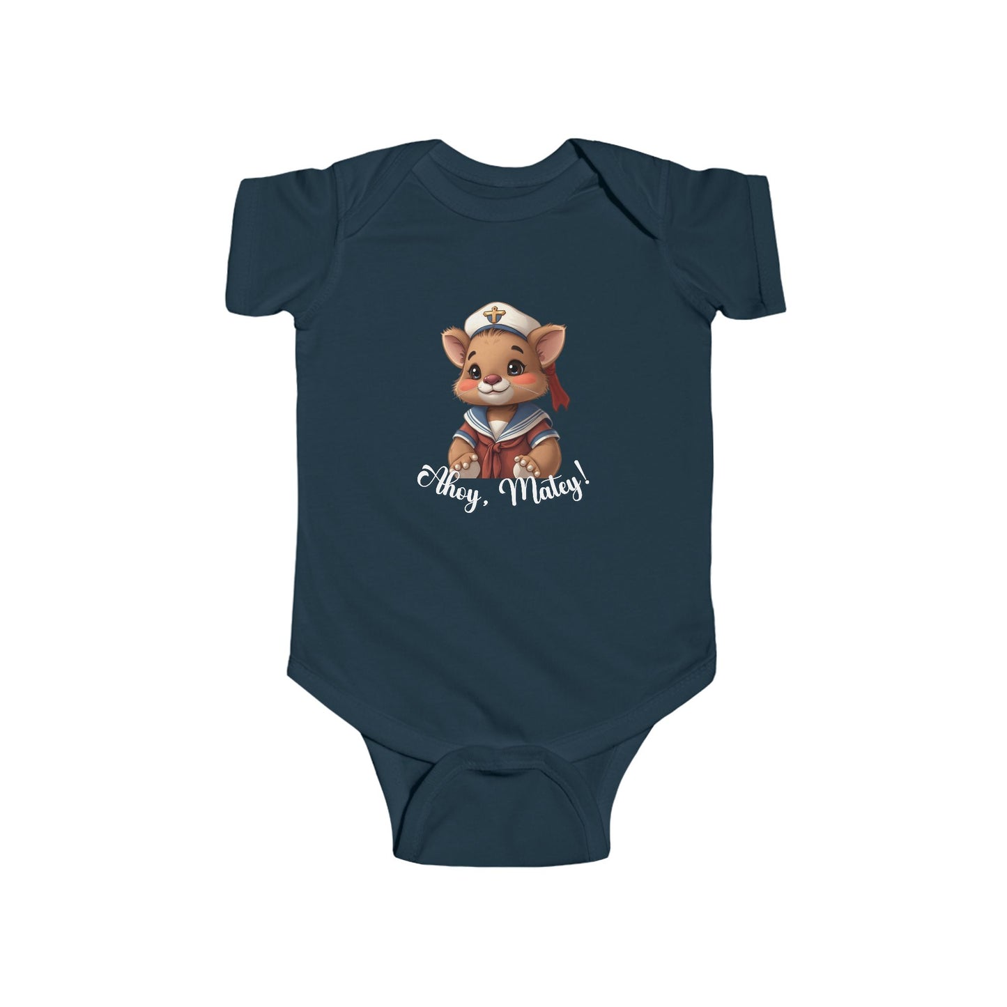 Ahoy Matey Nautical Animal Baby Bodysuit, Cute Infant Outfits, Personalized Baby Clothes, Baby Shower Gift, Sailor Theme Onesie