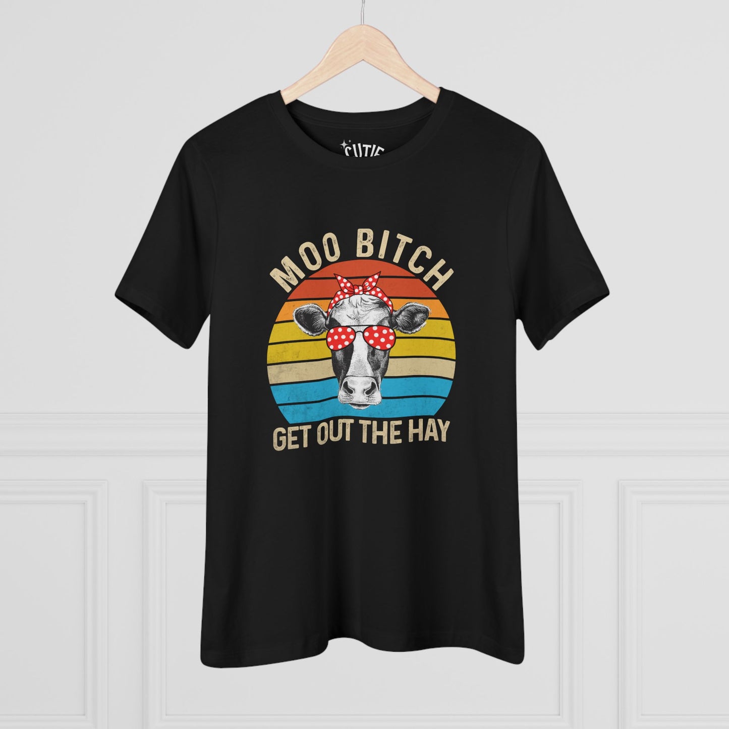 Moo Bi*ch Cow Graphic Tee, Women's Novelty T-Shirt, Gift for Animal Lovers, Country Style Shirt, Farm Animal Apparel