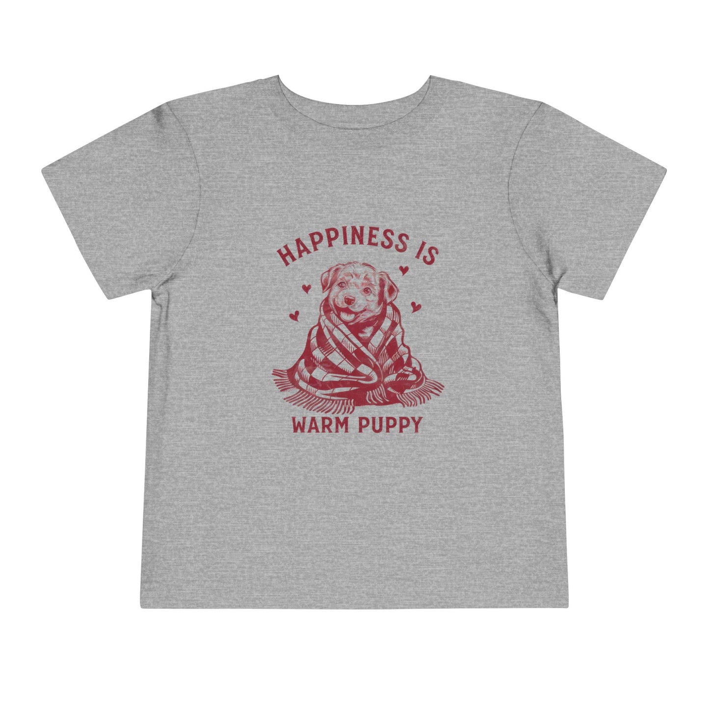 Happiness Is a Warm Puppy Toddler Tee — Retro Puppy in Blanket