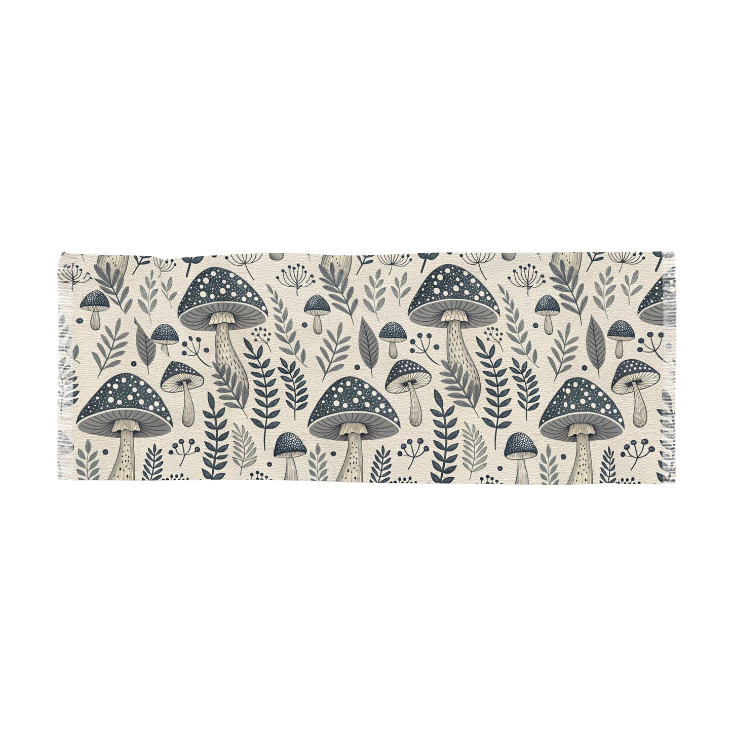 Mushroom Meadow Scarf — Neutral Botanical Lightweight Wrap