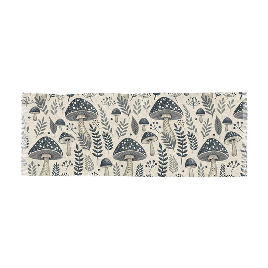 Mushroom Meadow Scarf — Neutral Botanical Lightweight Wrap