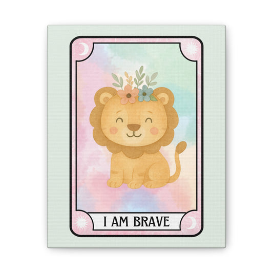 Lion Canvas Wall Art - 'I Am Brave' Tarot Card