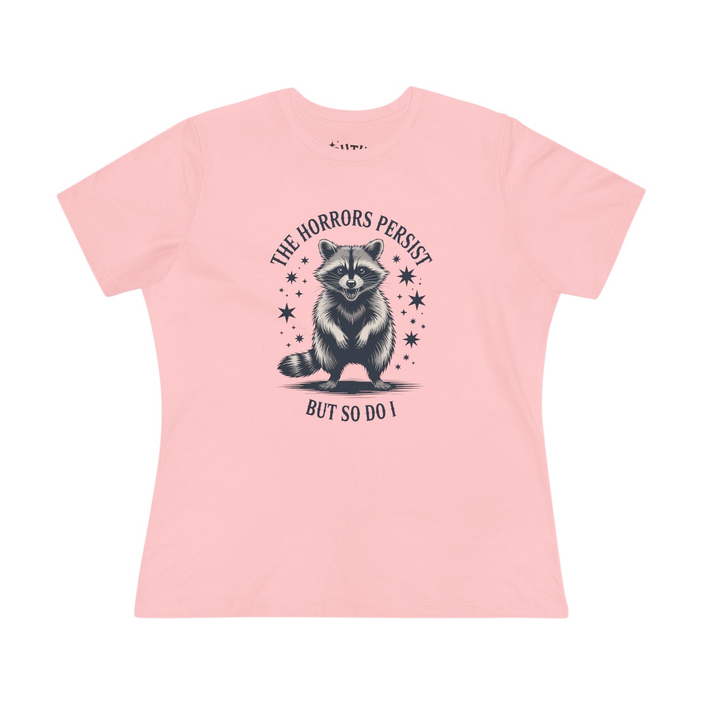 The Horrors Persist Women's Cotton Tee, Funny Raccoon Shirt, Gift for Nature Lovers, Cute Animal T-Shirt, Casual Wear, Wildlife [...]