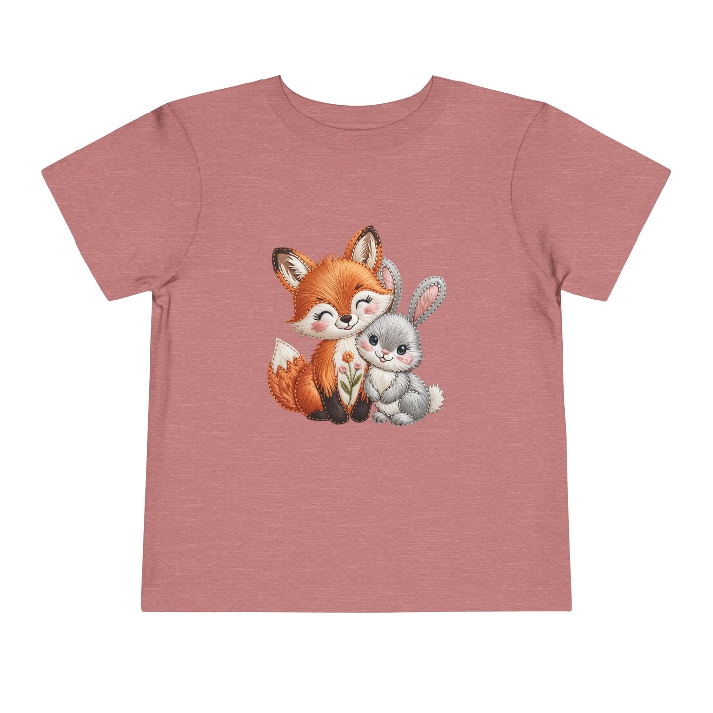 Animal Friends Toddler Tee, Kids Short Sleeve Shirt, Baby Shower Gift, Toddler Apparel, Fox and Bunny Design