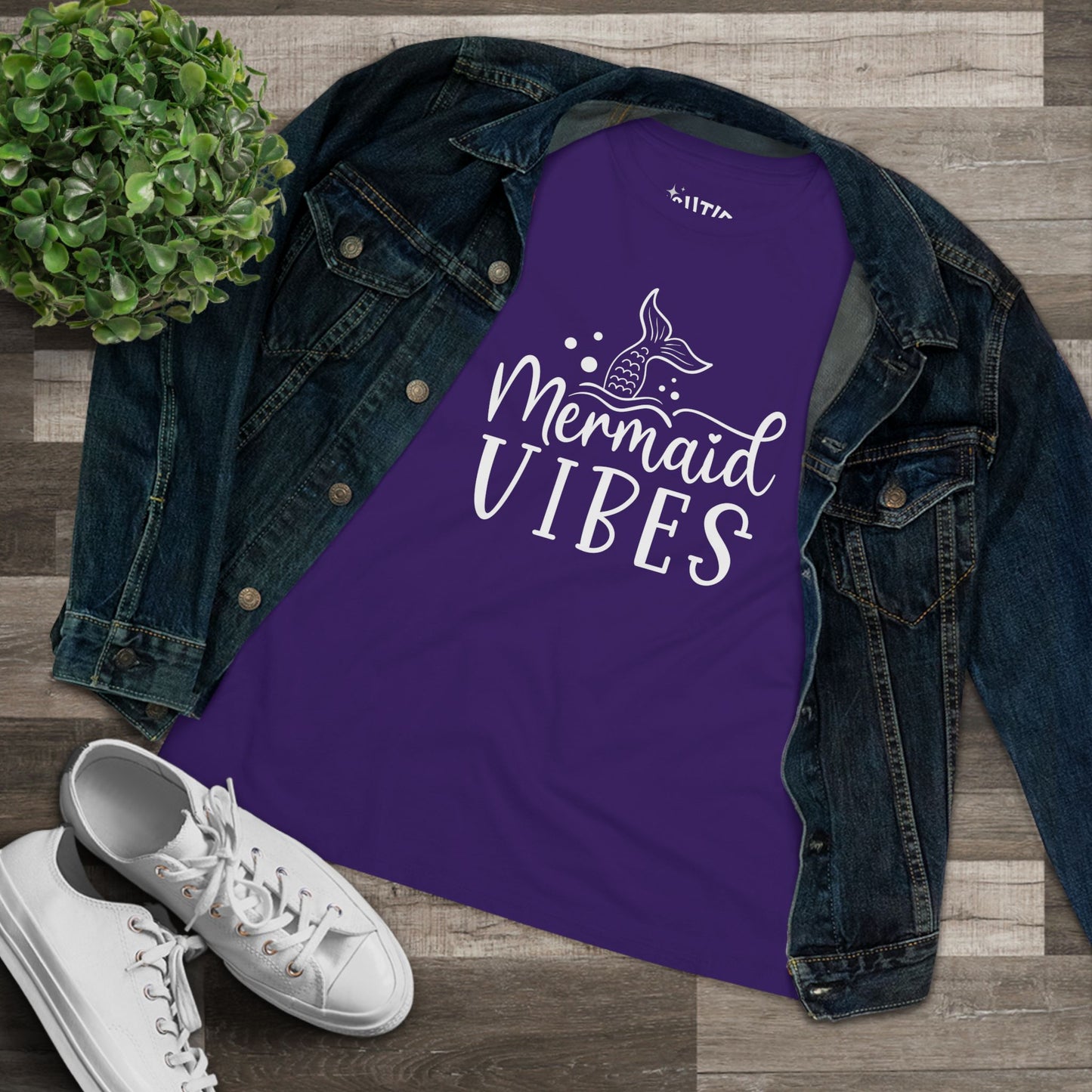 Mermaid Vibes Women's Cotton Tee, Summer Fashion, Beachwear, Gift for Her, Casual Wear, Ocean Lover Shirt