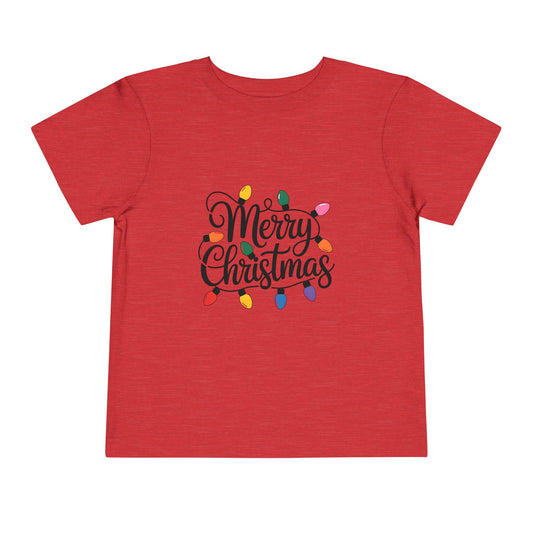 Merry Christmas Lights Toddler T-Shirt | Holiday Tee for Kids, Christmas Gift, Cute Children's Apparel, Infant Outfit, Festive Shirt