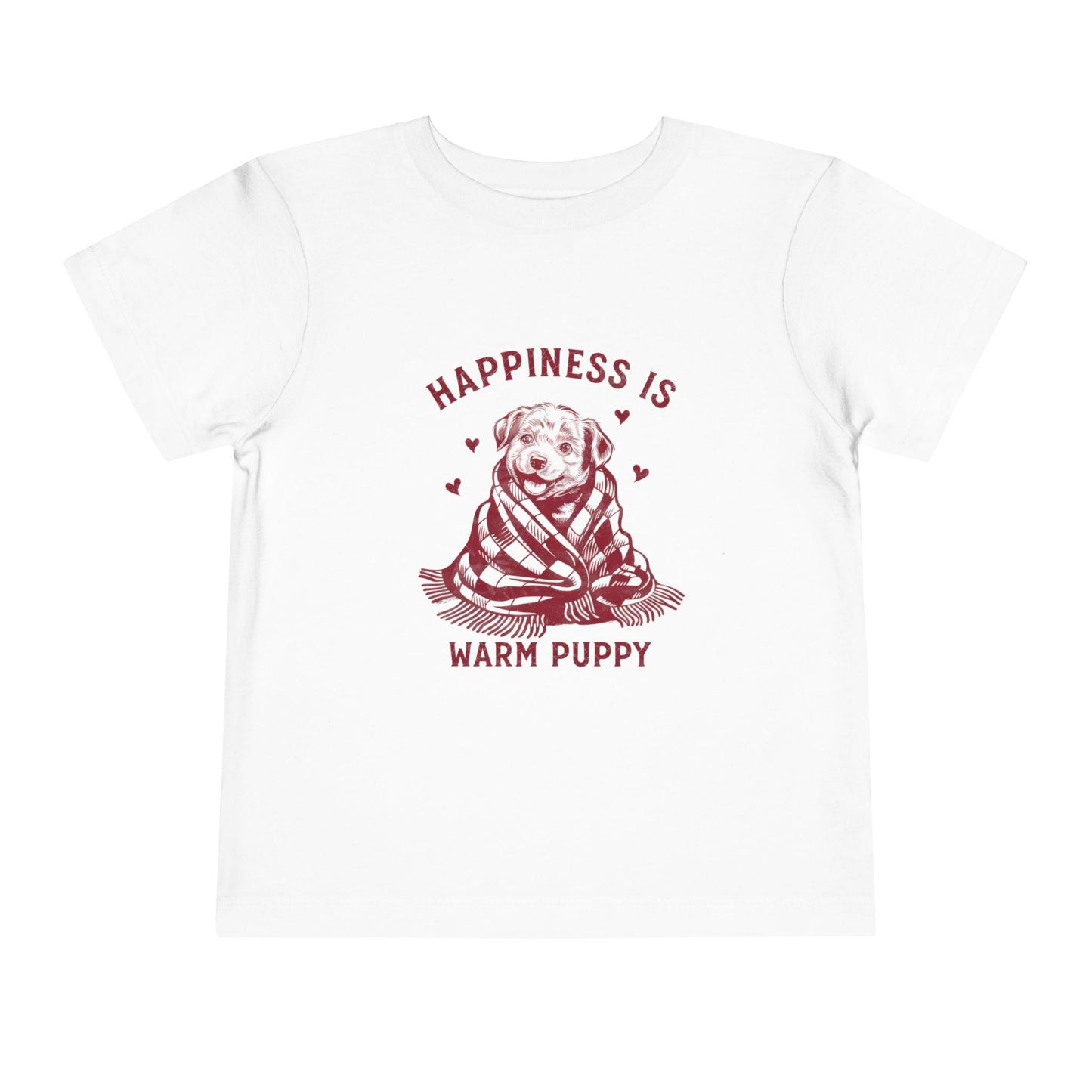 Happiness Is a Warm Puppy Toddler Tee — Retro Puppy in Blanket