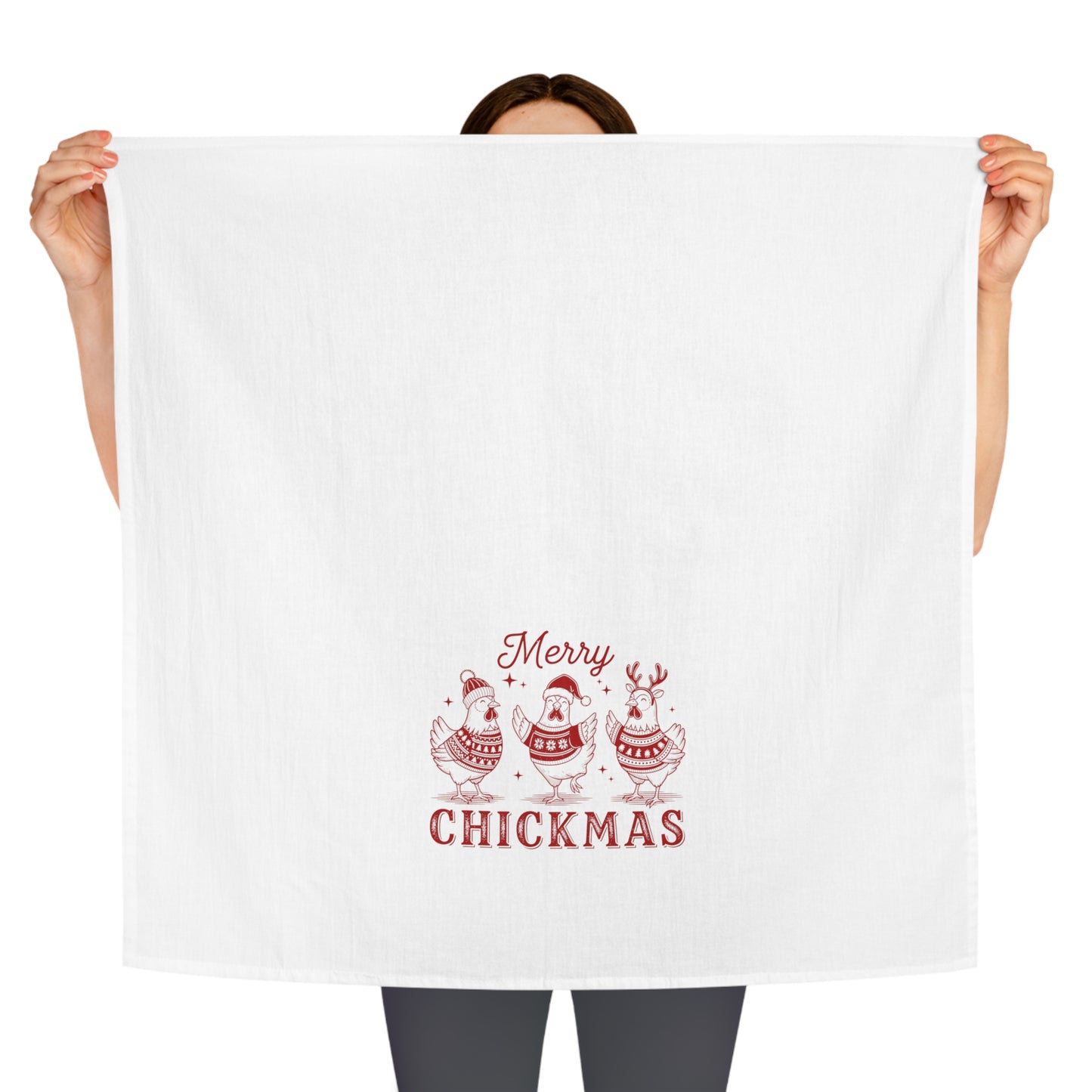 Merry Chickmas Tea Towel - Holiday Chicken Kitchen Towel