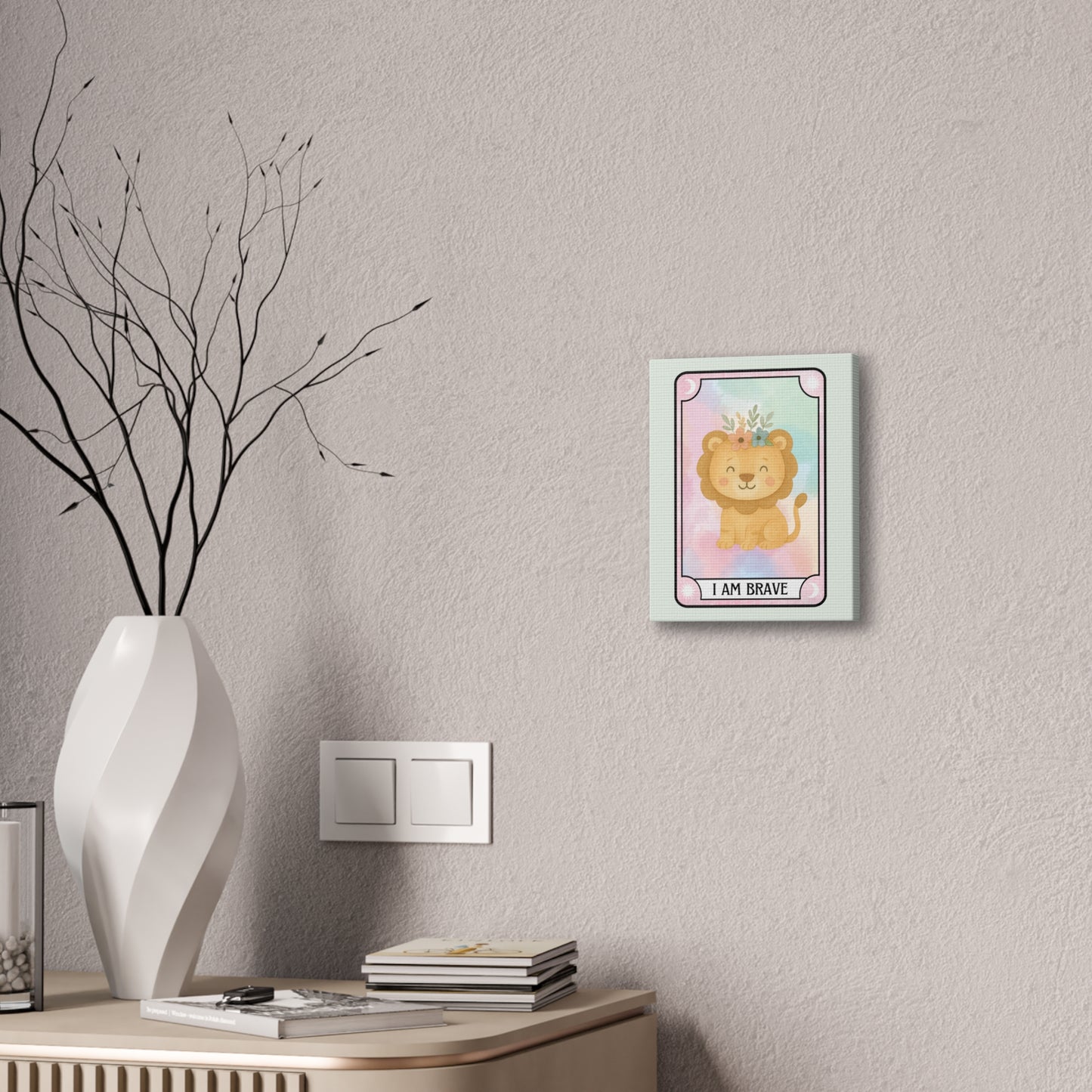 Lion Canvas Wall Art - 'I Am Brave' Tarot Card