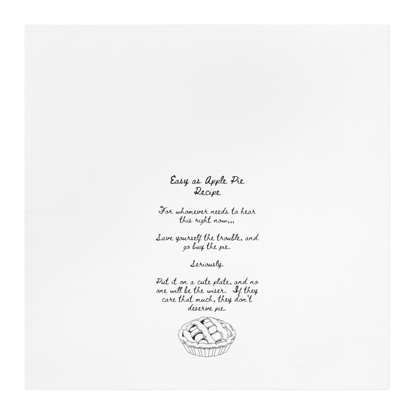 Easy Apple Pie Funny Recipe Tea Towel, Kitchen Decor, Gift for Bakers, Cooking Gift, Home Decor, Baking Essentials