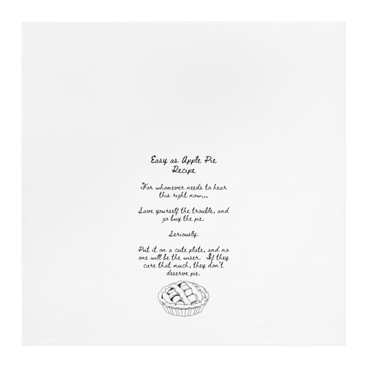 Easy Apple Pie Funny Recipe Tea Towel, Kitchen Decor, Gift for Bakers, Cooking Gift, Home Decor, Baking Essentials