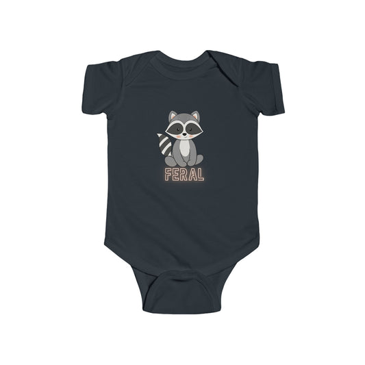 Feral Baby Raccoon Wild Child Onesie by Bella+Canvas, Infant Bodysuit - Cute and Funny