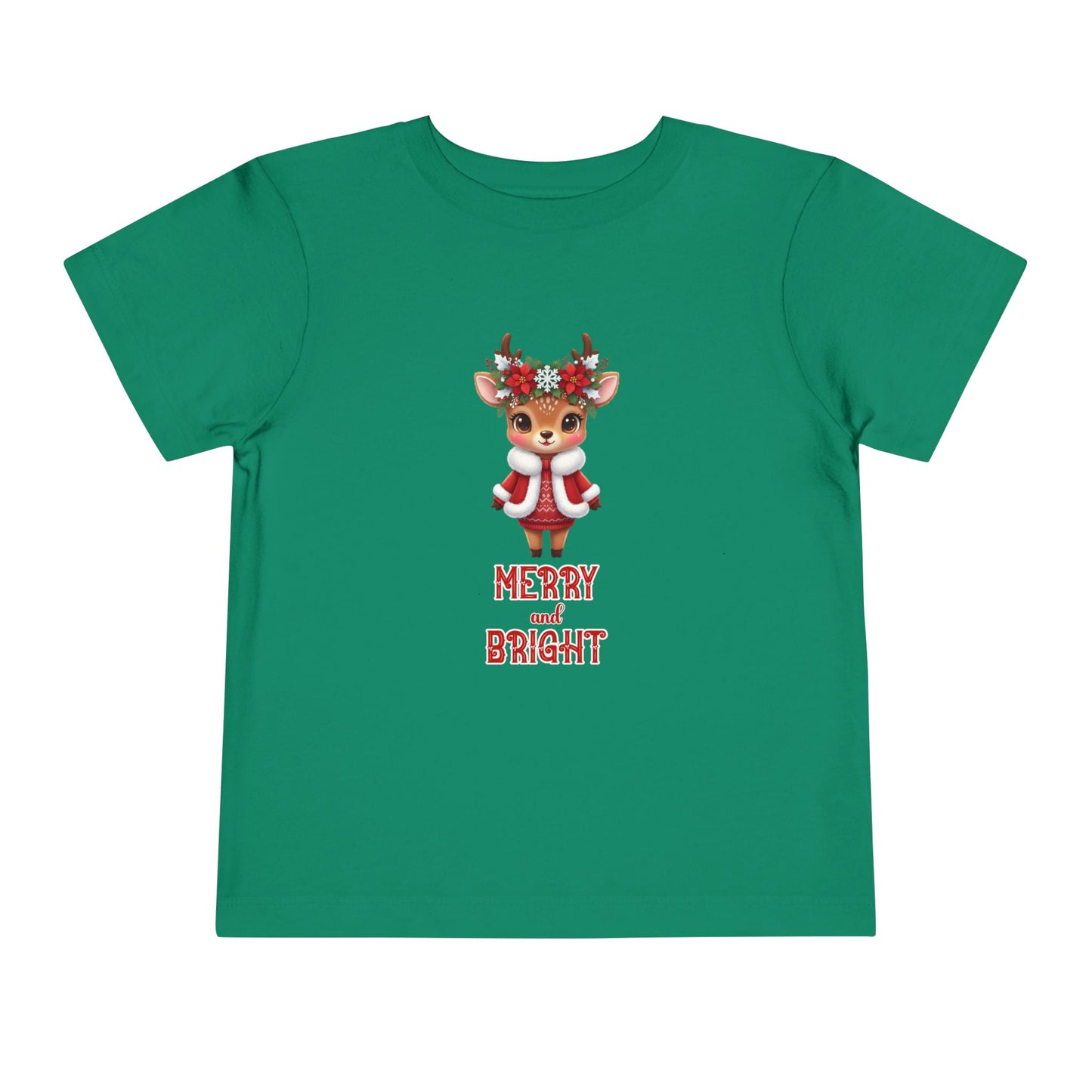 Merry and Bright Baby Reindeer Toddler Tee | Cute Reindeer Design | Christmas Outfit, Kids Holiday Shirt, Festive Toddler Wear, Winter Apparel