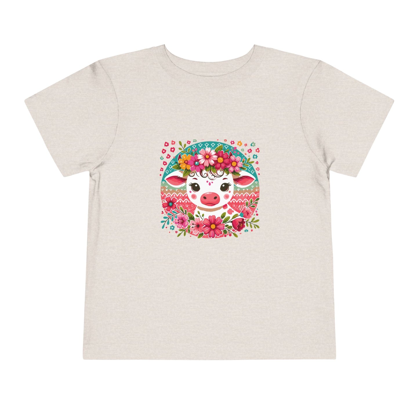 Floral Baby Cow Toddler Tee, Cute Kids Shirt, Spring Outfit, Baby Gift, Toddler Summer Shirt, Fun Animal Tee, Adorable Children's Apparel