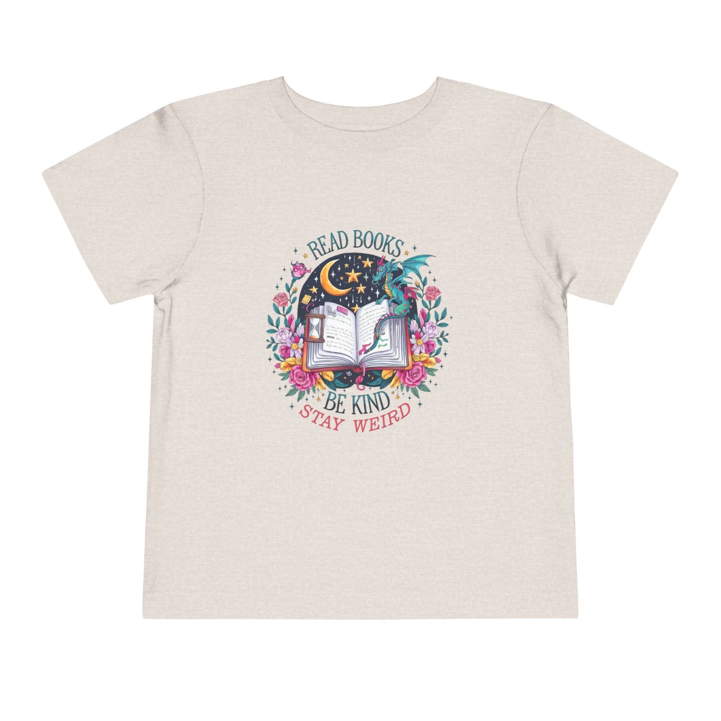 Charming Storybook Toddler T-Shirt "Read Books, Be Kind, Stay Weird"| Cute Kids Tee, Fantasy Gifts, Reading Themed Shirt, Toddler Outfit, Fun Apparel