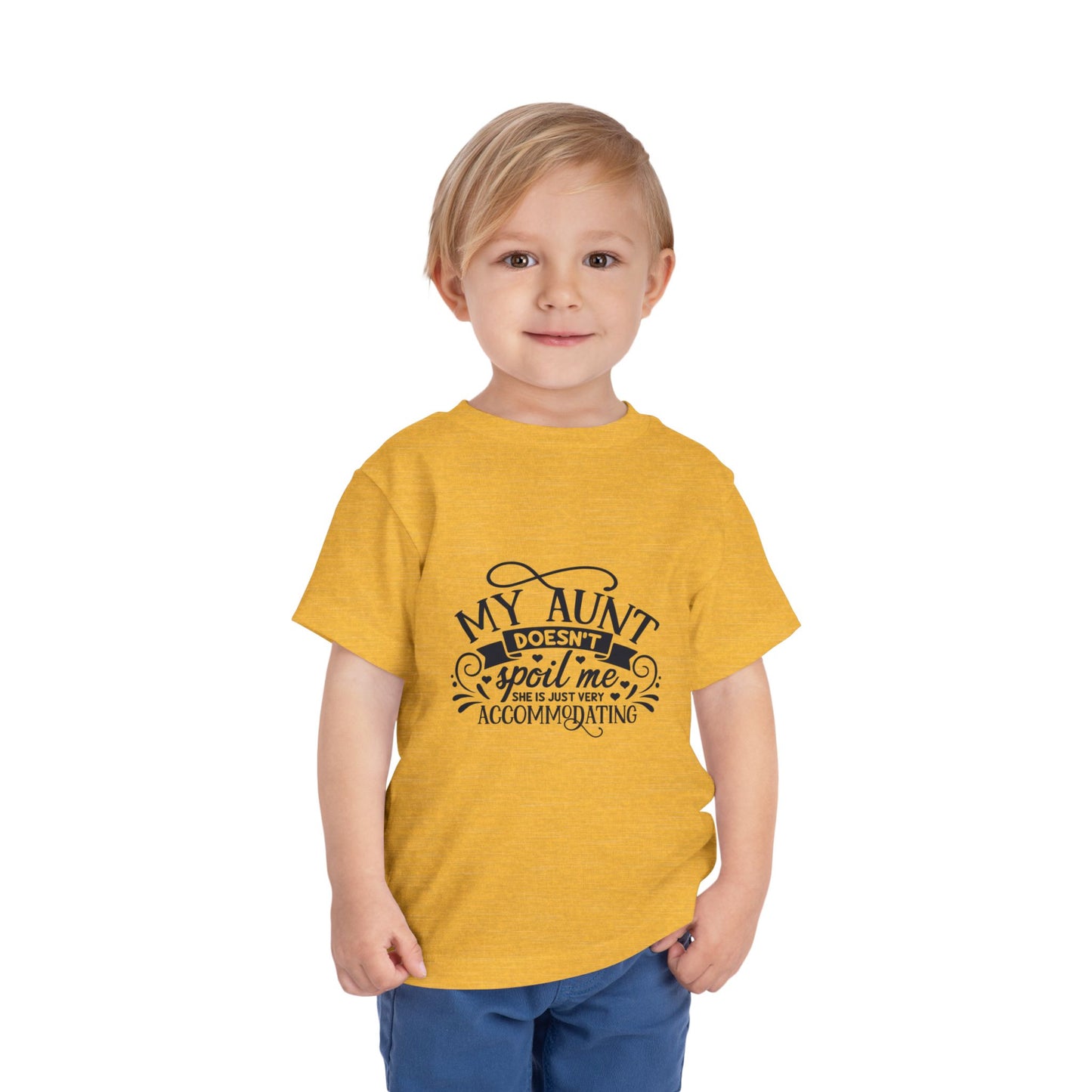 "My Aunt Doesn't Spoil Me" Lucky Toddler Short Sleeve Tee, Fun Gift for Kids, Birthday, Family Gatherings, Cute Casual Wear, Auntie Gift